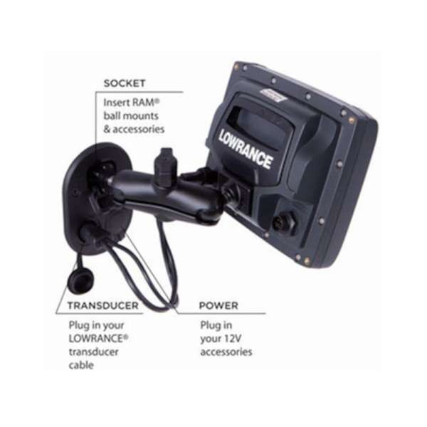 lowrance mark & elite tallon/ram socket 1" marine nav accessories